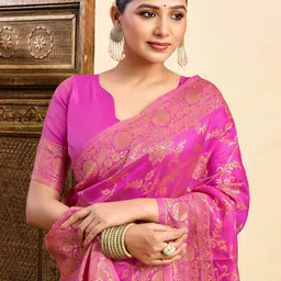 KALINI Ethnic Motifs Woven Design Zari Silk Blend Paithani Saree image 3