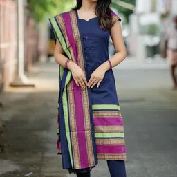 Vastukala Women Sweetheart Neck Pure Cotton Straight Kurta With Dupatta-image-40