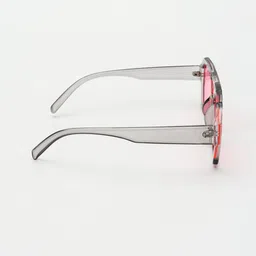 PELLE LUXUR Unisex Pink Lens & Grey UV Protected Aviator Sunglasses image 4