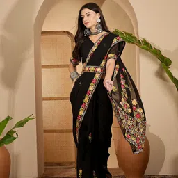 Sangria Embroidered Saree With Blouse Piece image 3