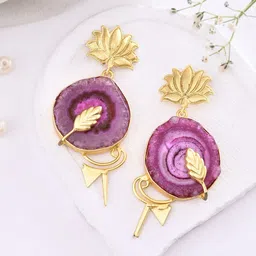 DASTOOR Gold Plated Artificial Stones Studded Contemporary Drop Earrings image 1