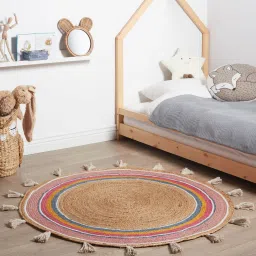 thegasbh Abstract Jute 3 Ft X 3 Ft Hand Woven Dhurrie image 1