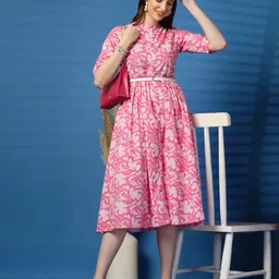 Sangria Printed Pure Cotton Fit and flare Dress-picture-16