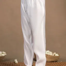 BAESD Boys Embroidered Mandarin Collar Thread Work Chanderi Straight Kurta With Trousers image 4