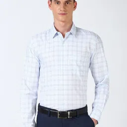 Peter England Men Spread Collar Tartan Checked Cotton Slim Fit Casual Shirt-picture-36