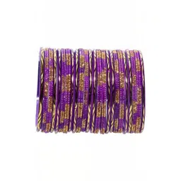 LLL FASHION Set Of 10 Purple Glass Artificial Stones Bangle image 1