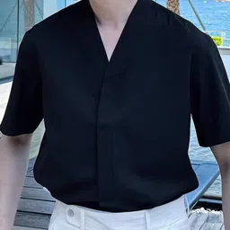 StyleCast x Revolte Collarless Short Sleeves Shirt image 2