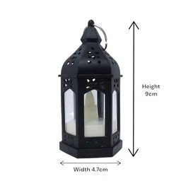 Extreme Karigari Black 2 Pieces Lantern Textured Candle Holder With Led image 4