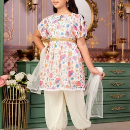 BAESD Girls Floral Printed Round Neck Kurta With Salwar & Dupatta image 3