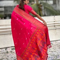 all about you Floral Woven Design Paithani Saree image 2