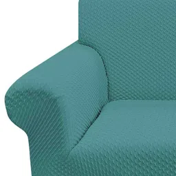 House of Quirk Solid Jacquard Single Seater Sofa Cover with Arms image 2