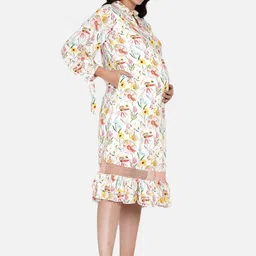 The Kaftan Company Floral Print Puff Sleeve Ruffled Maternity Fit & Flare Midi Dress image 2