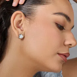 Kushal's Fashion Jewellery Rhodium-Plated Heart Shaped Zircon Studded Studs Earrings-image-64