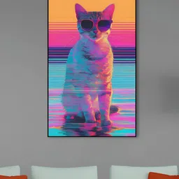 nestroots Yellow & Blue Cat Canvas Painting Wall Art-picture-31