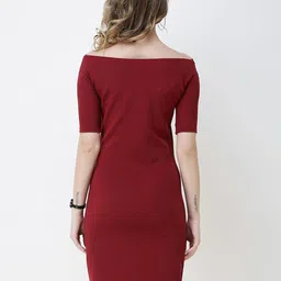 BAESD Solid Off Shoulder Sheath Dress image 4