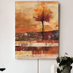 Myntra Elegant Homes Brown & Orange 1 Piece Canvas Abstract Wall Paintings image 2
