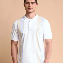 U.S. Polo Assn. Men Colourblocked Slim Fit Cotton Polo T-shirt image 1