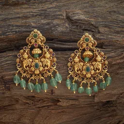 Kushal's Fashion Jewellery Gold Plated Ruby Studded Crescent Shaped Chandbalis-picture-31