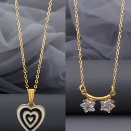 Birado Jewellery Set Of 2 Stainless Steel Gold-Plated Artificial Beaded Minimal Chain-picture-37