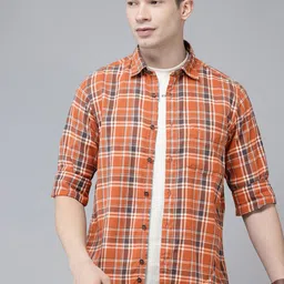 ColorPlus Pure Cotton Checked Casual Shirt-picture-21