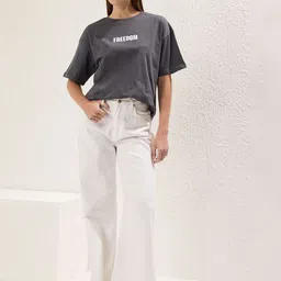 Trendyol Typography Printed Drop-Shoulder Sleeves Pure Cotton T-shirt image 5