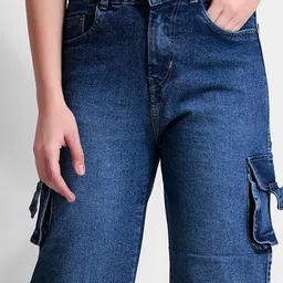 DressBerry Women Comfort Straight Fit Mid-Rise Cargo Styles Stretchable Jeans image 3