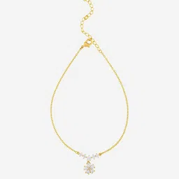 Kushal's Fashion Jewellery Gold-Plated Zircon Studded Anklet-picture-26