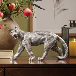 Pure Home and Living Silver-Toned Roaring Panther Figurine Showpiece-picture-38