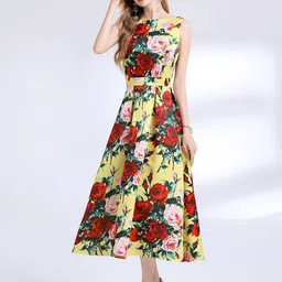 JC Collection Women Rose Revival Floral Printed Fit & Flare Midi Dress image 4