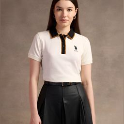 U.S. Polo Assn. Women Brand Logo Printed Polo Collar Cotton T-shirt-picture-9