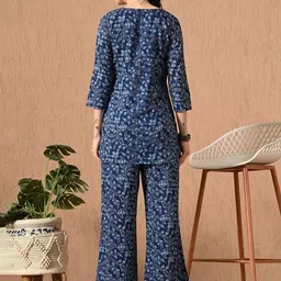 Anouk Rustic Floral Printed Notch Neck Straight Pure Cotton Kurti with Trouser image 2