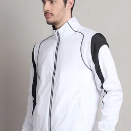 HOUSE OF VEDAS Men Mock Collar Striped Windcheater Bomber Jacket image 5