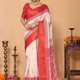 MAHARANI COUTURE Abstract Printed Zari Banarasi Saree-picture-13