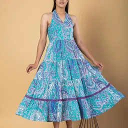 Jaitpuriya Women Paisley Print Layered Fit & Flare Maxi Dress image 1