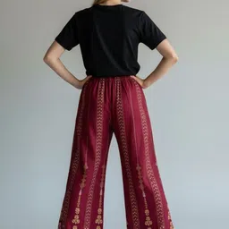 LASAFIYA Women Ethnic Motifs Printed Knitted Ethnic Palazzos image 4