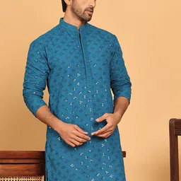 Jompers Sequinned Mandarin Collar Straight Kurta-picture-9