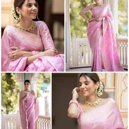 Eecoo Ethnic Motifs Zari Art Silk Heavy Work Banarasi Saree image 3