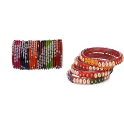 SOMIL Set Of 28 Artificial Stones Studded Ethnic Bangles-picture-32