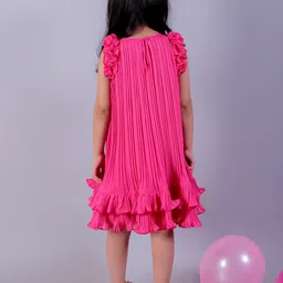 LIL DRAMA Girls Round Neck A-Line Knee Length Dress image 2