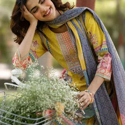 Brand Hill Women Ethnic Motifs Printed Kurta with Trousers & Dupatta image 5
