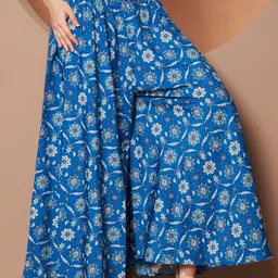 OTABU Women Floral Printed Relaxed Flared Wrinkle Free Parallel Trousers-image-38