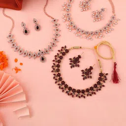Anouk Rose Gold-Plated Necklace set with Matching pair of Earrings-picture-44