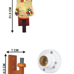 1ST TIME Multicoloured & White Textured Wood Frustum Shaped Wall Lamp image 4