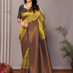 WOVENSTOCK Woven Design Zari Pure Silk Handloom Kanjeevaram Saree-picture-33