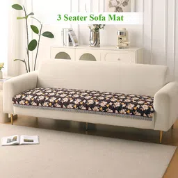 HOKIPO Florentina Series Camellia Brown Printed Holland Velvet 3 Seater Sofa Cover Mats-picture-15
