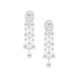 Peora Silver Plated Cubic Zirconia Contemporary Drop Earrings image 3