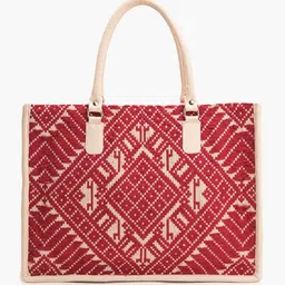 BohoGirl Women Geometric Self Design Shopper Embroidered Tote Bag-picture-12