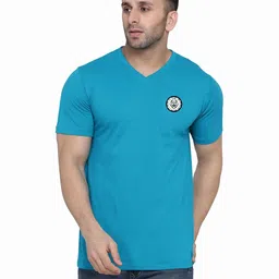 Blisstone Men Solid V-Neck Slim Fit Cotton T-shirt-picture-52