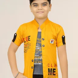 FASHION GRAB Boys Typography Printed Pure Cotton Slim Fit Shirt-picture-17