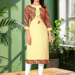 KHANJAN FASHION Printed Round Neck Straight Kurta with Tie-Up Closure-picture-23